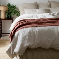 Barley Brown Linen Crinkle Throw