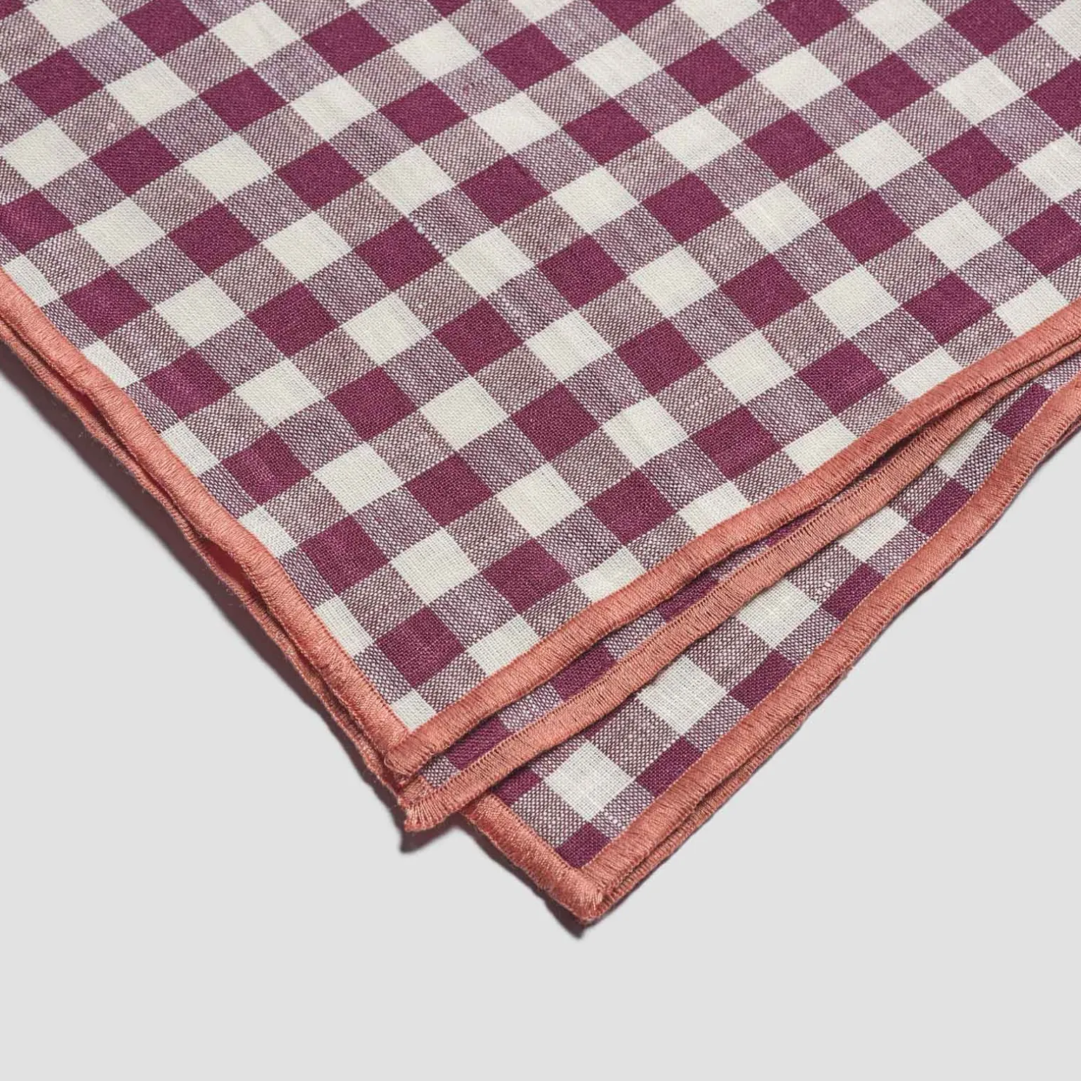 Berry Gingham 100% Linen Tablecloth