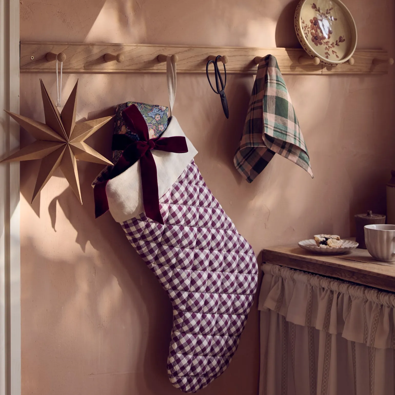 Berry Gingham Christmas Stocking