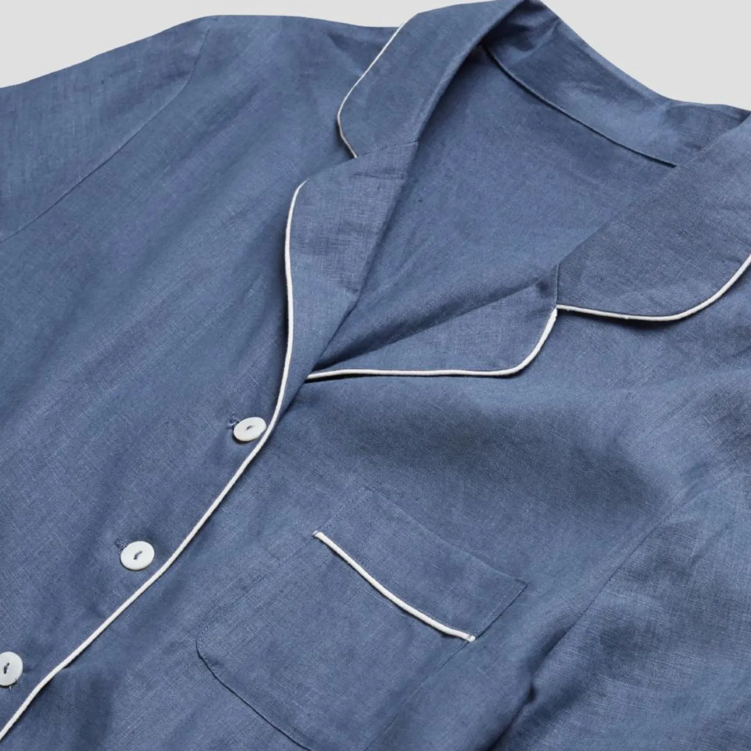 Blueberry Linen Pajama Shirt (Top Only)