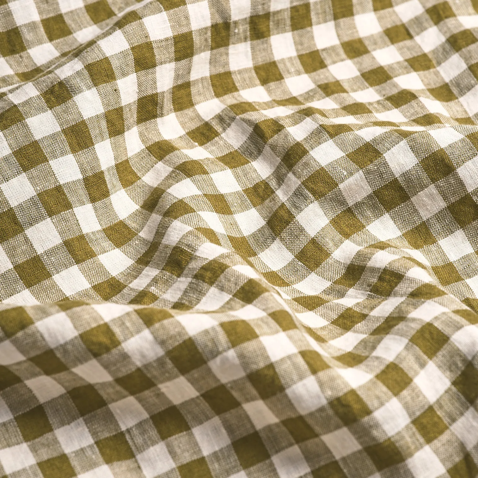 Botanical Green Gingham Linen Blend Pillowcase (Pair)