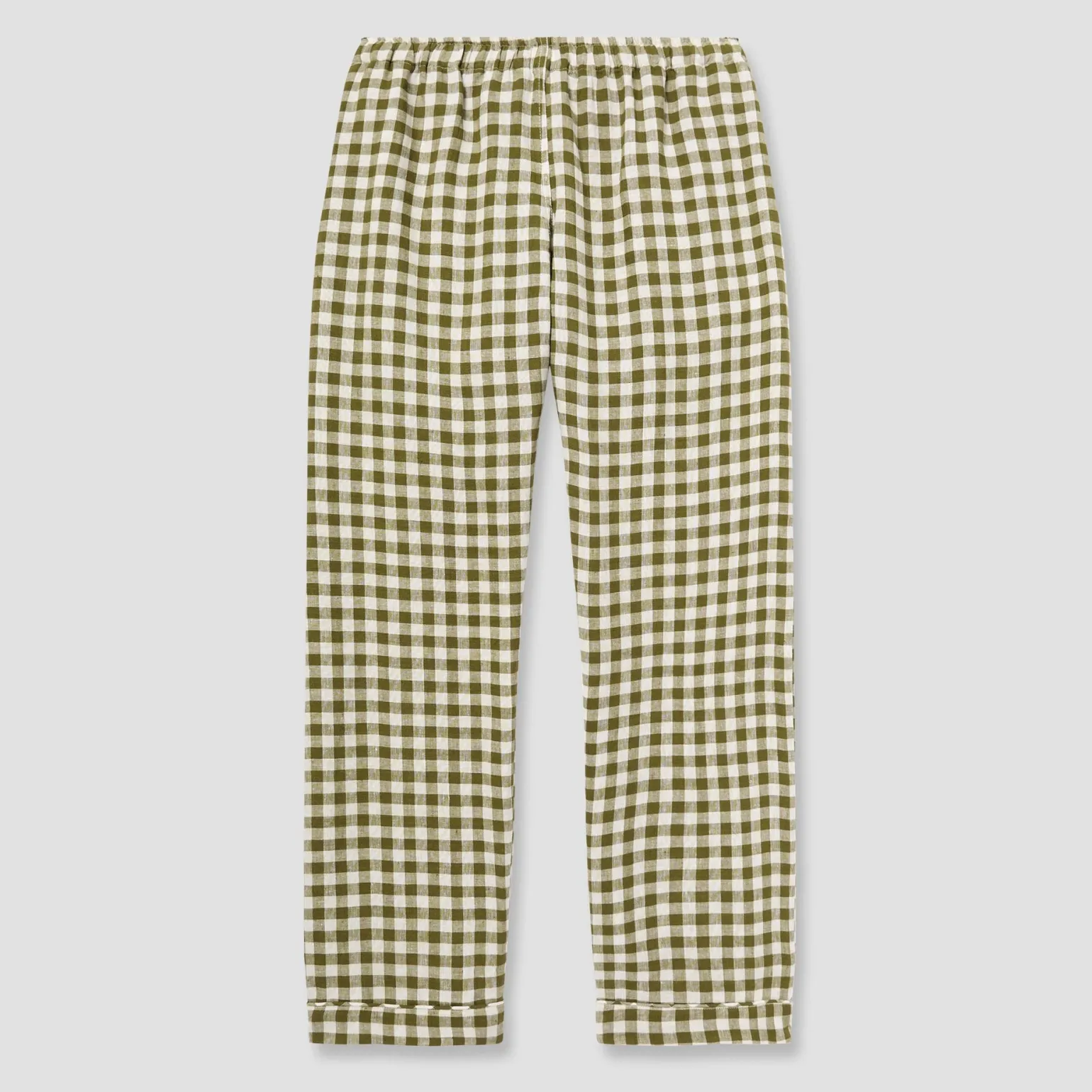 Botanical Green Gingham Linen Pajama Set