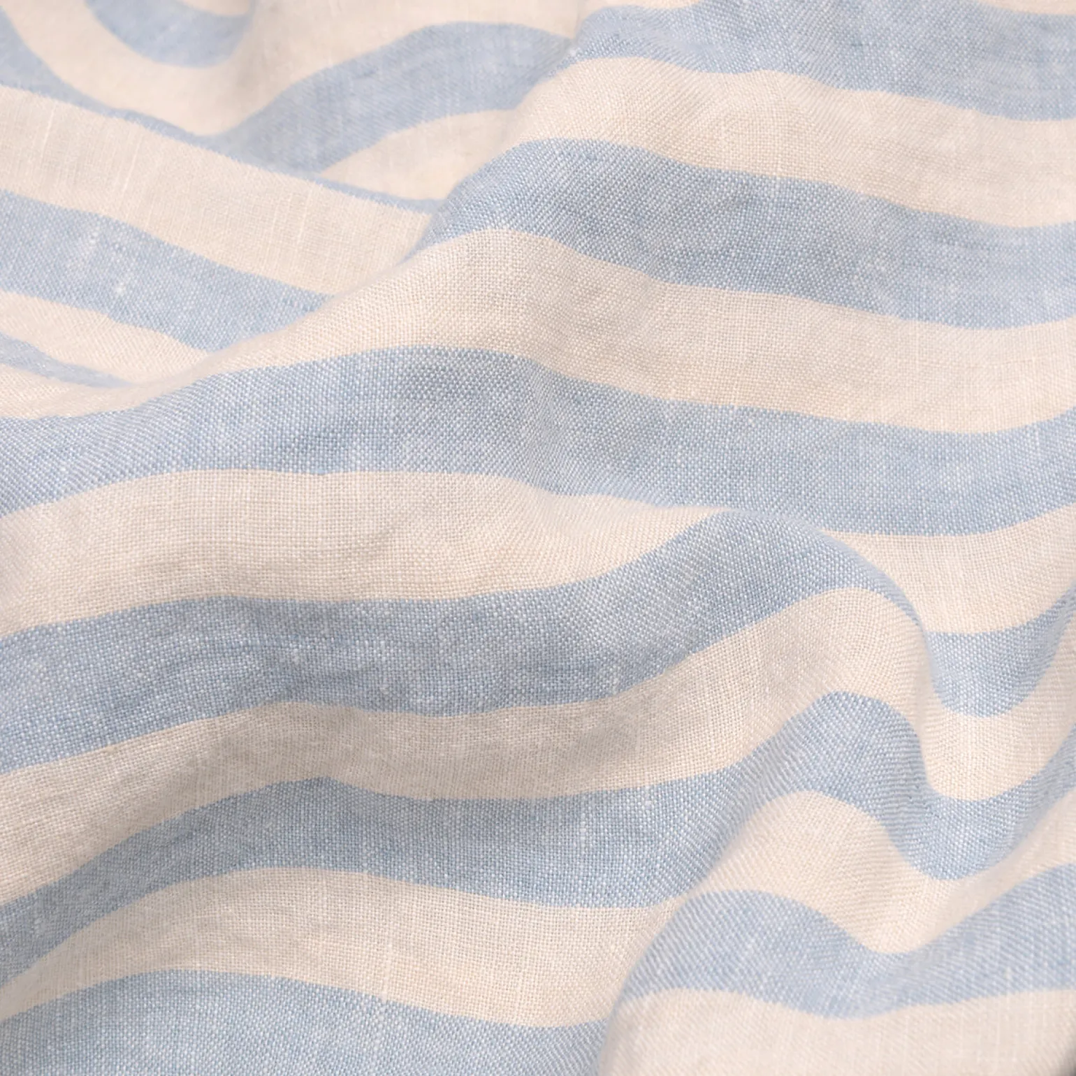 Coastal Blue Pembroke Stripe 100% Linen Fitted Sheet