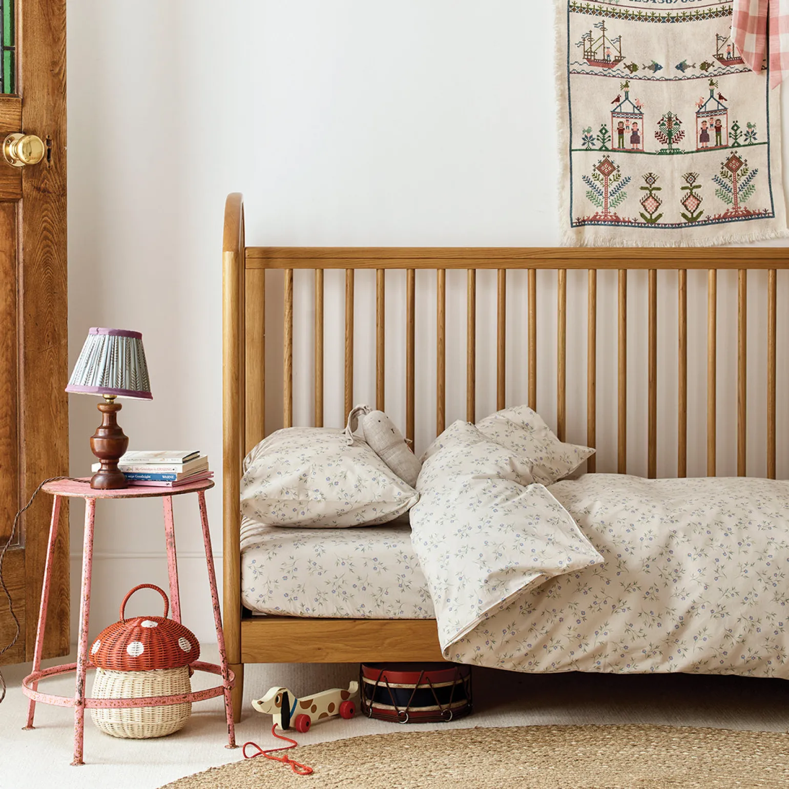 Cream Spring Sprig Kids Floral Cotton Bedding Set