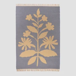 Dusk Blue Botanical Wool Blanket