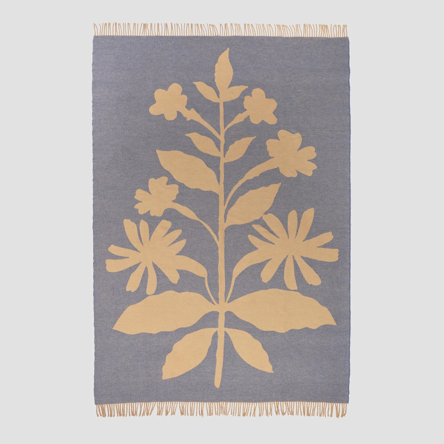 Dusk Blue Botanical Wool Blanket