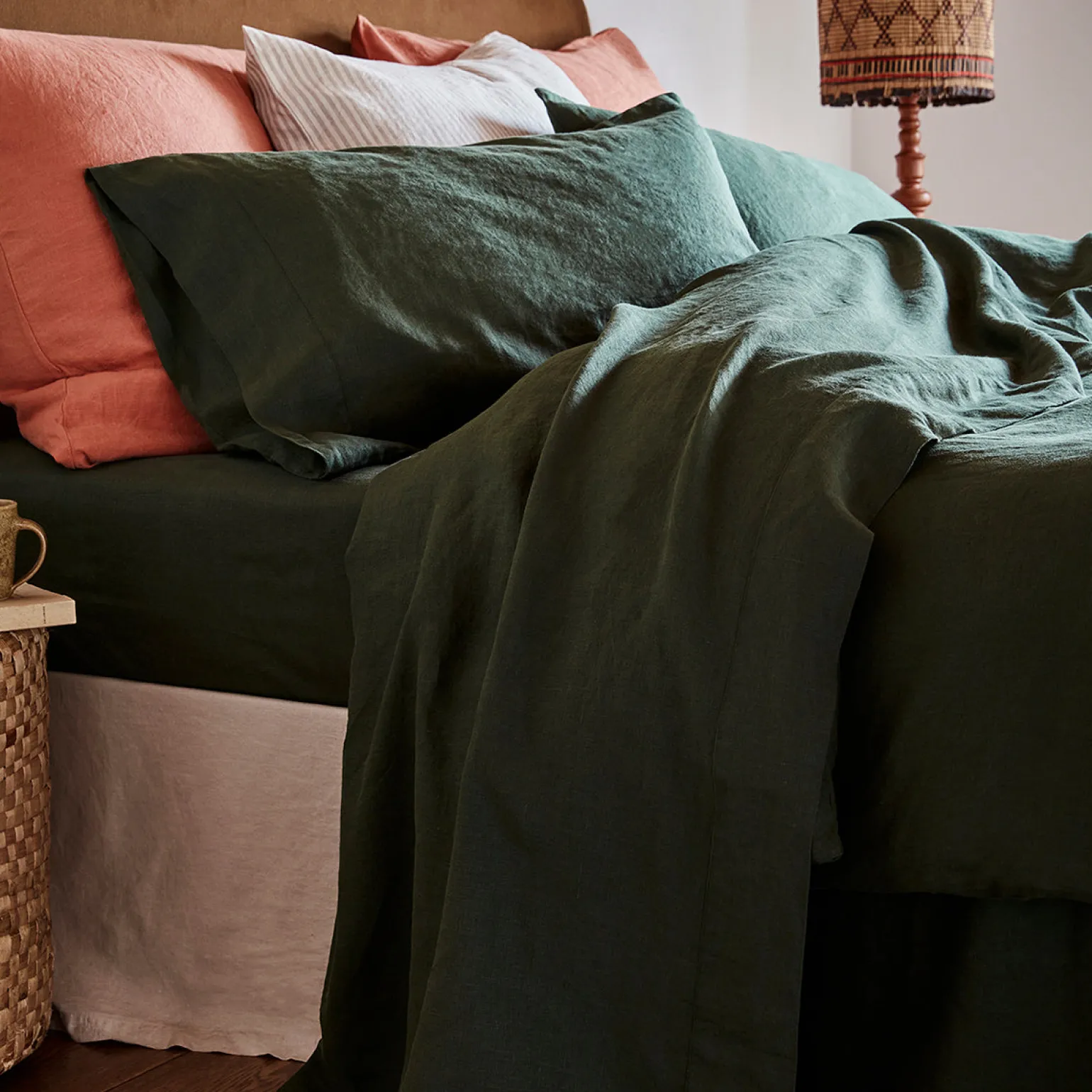 Fern Green Linen Blend Flat Sheet
