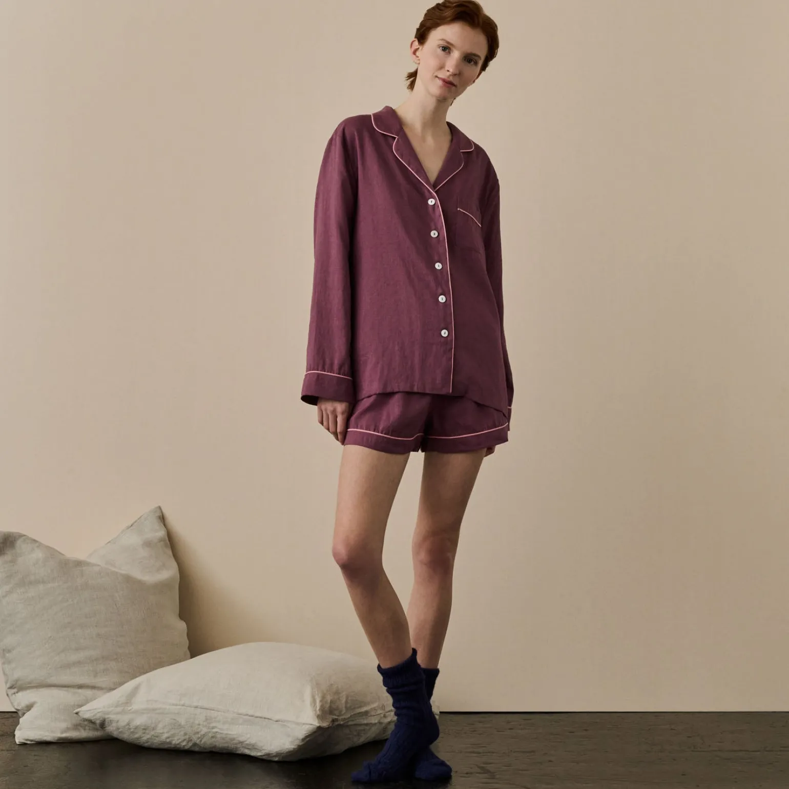 Fresh Fig Linen Pajama Shorts