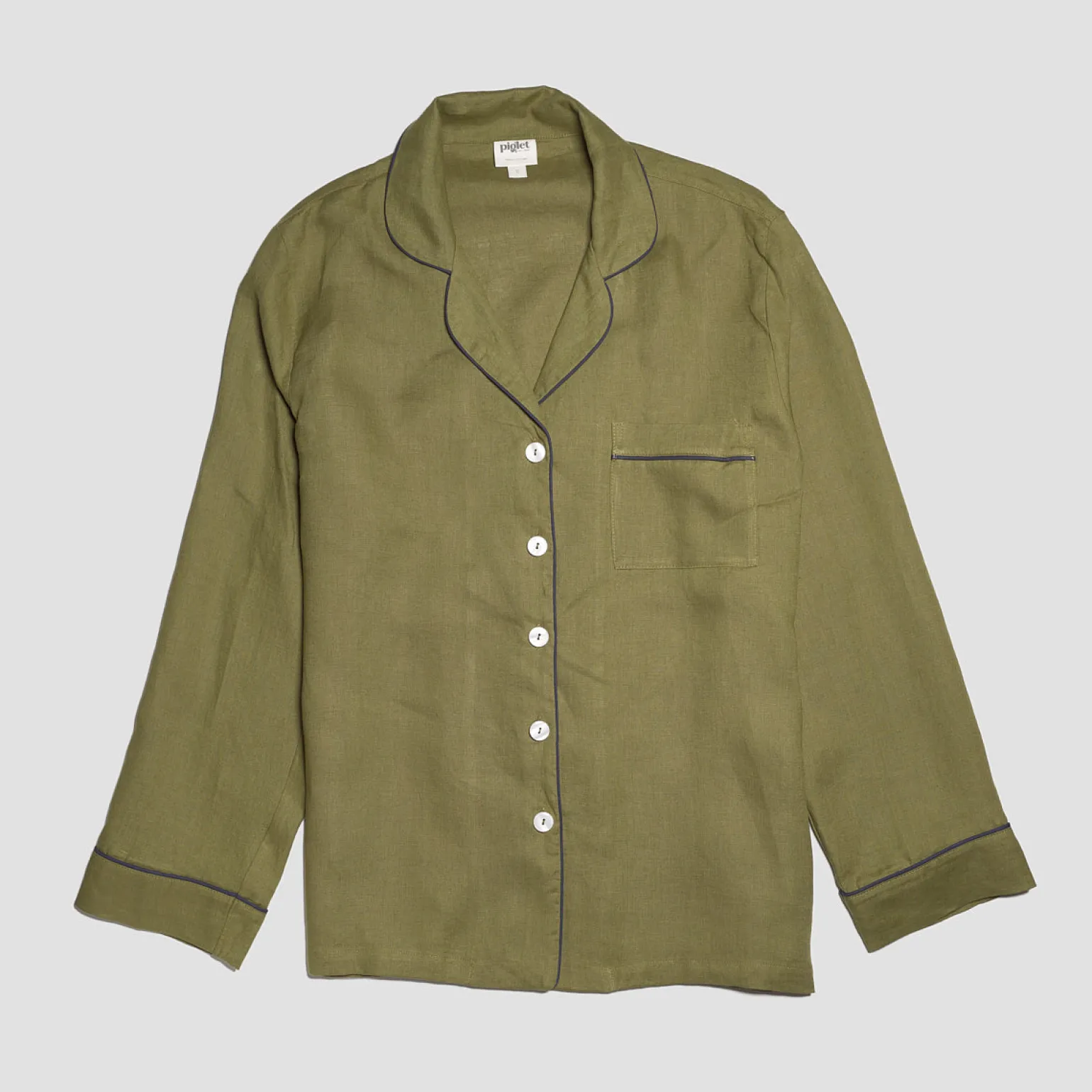 Moss Linen Pajama Shirt