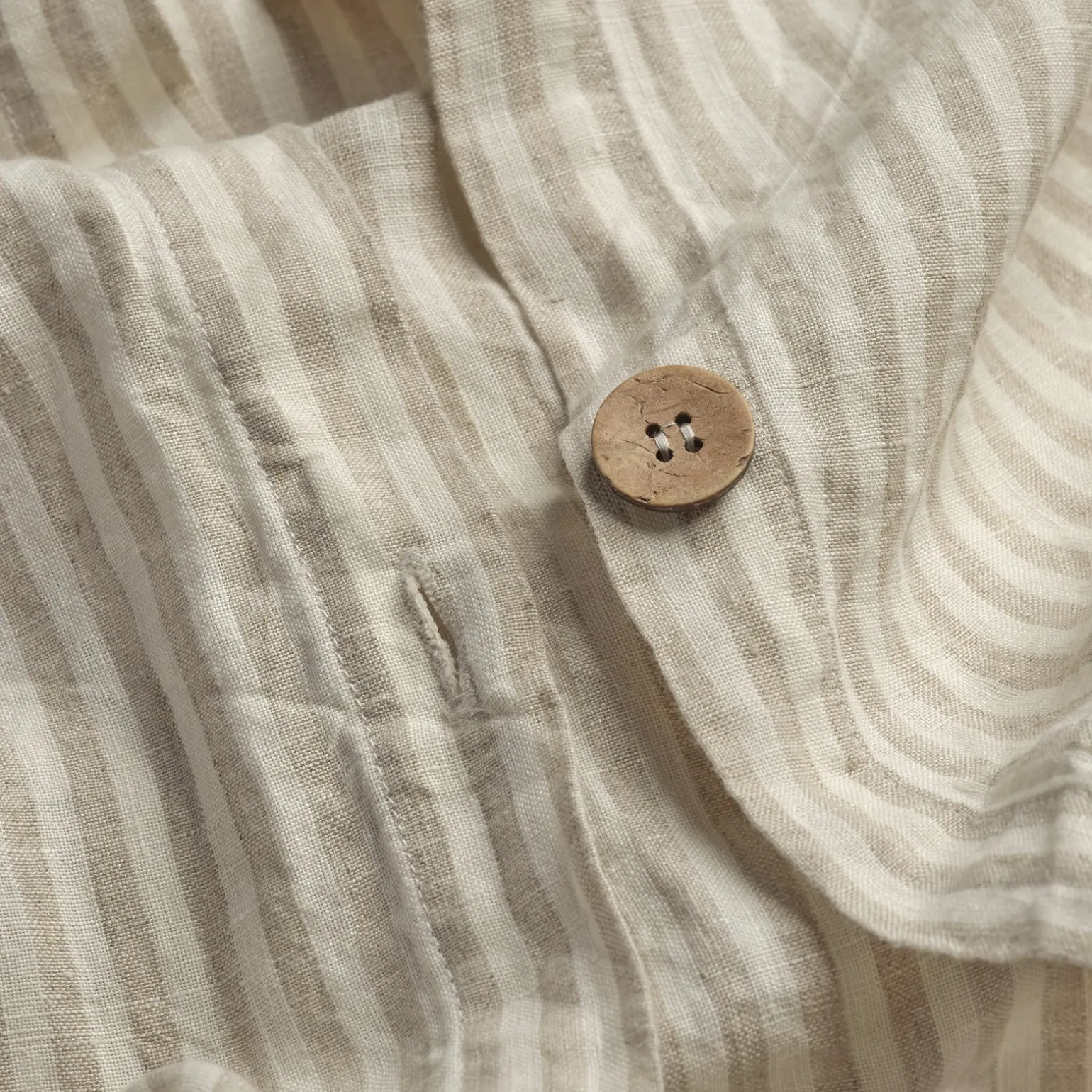 Oatmeal Stripe 100% Linen Duvet Cover