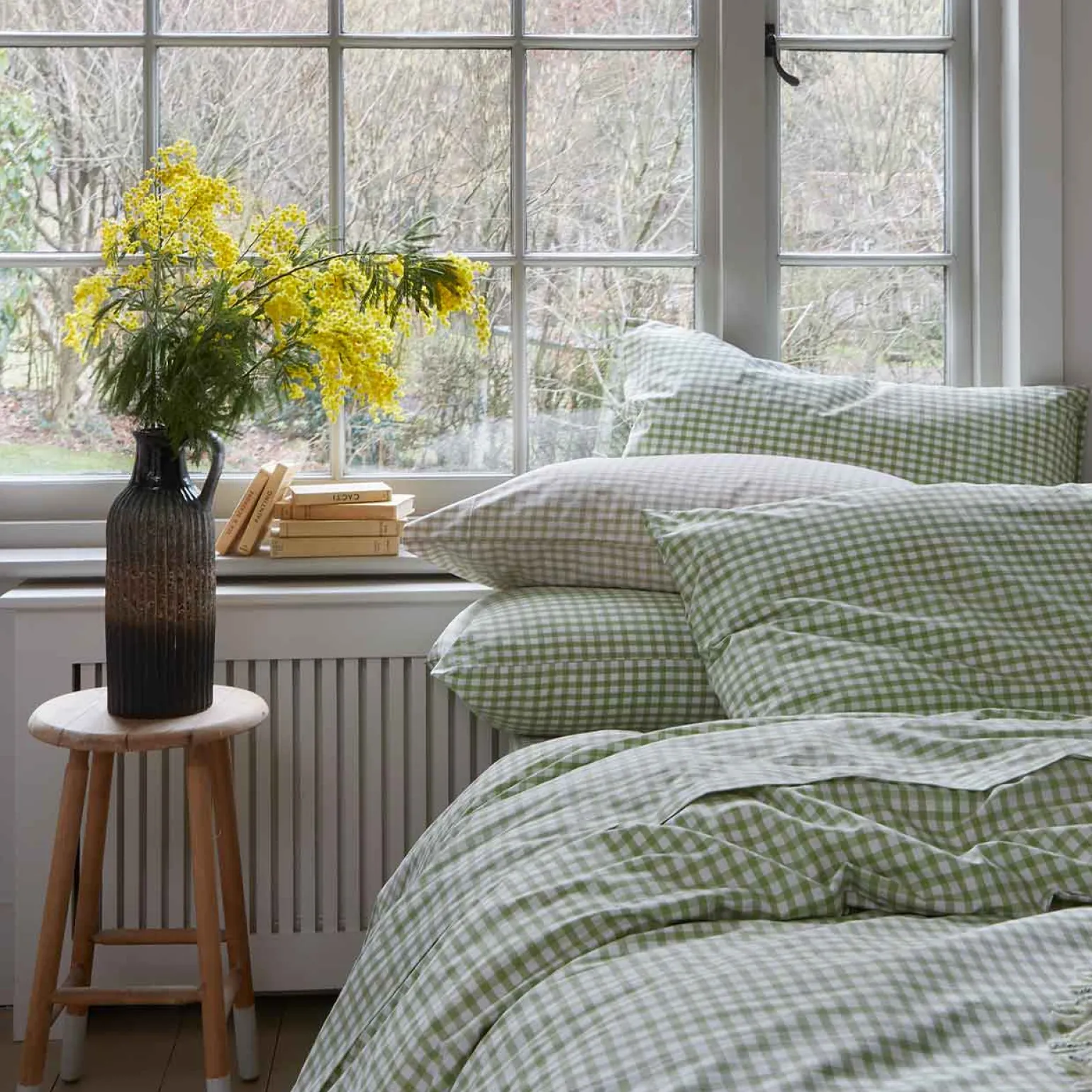 Pear Small Gingham Cotton Pillowcase (Pair)