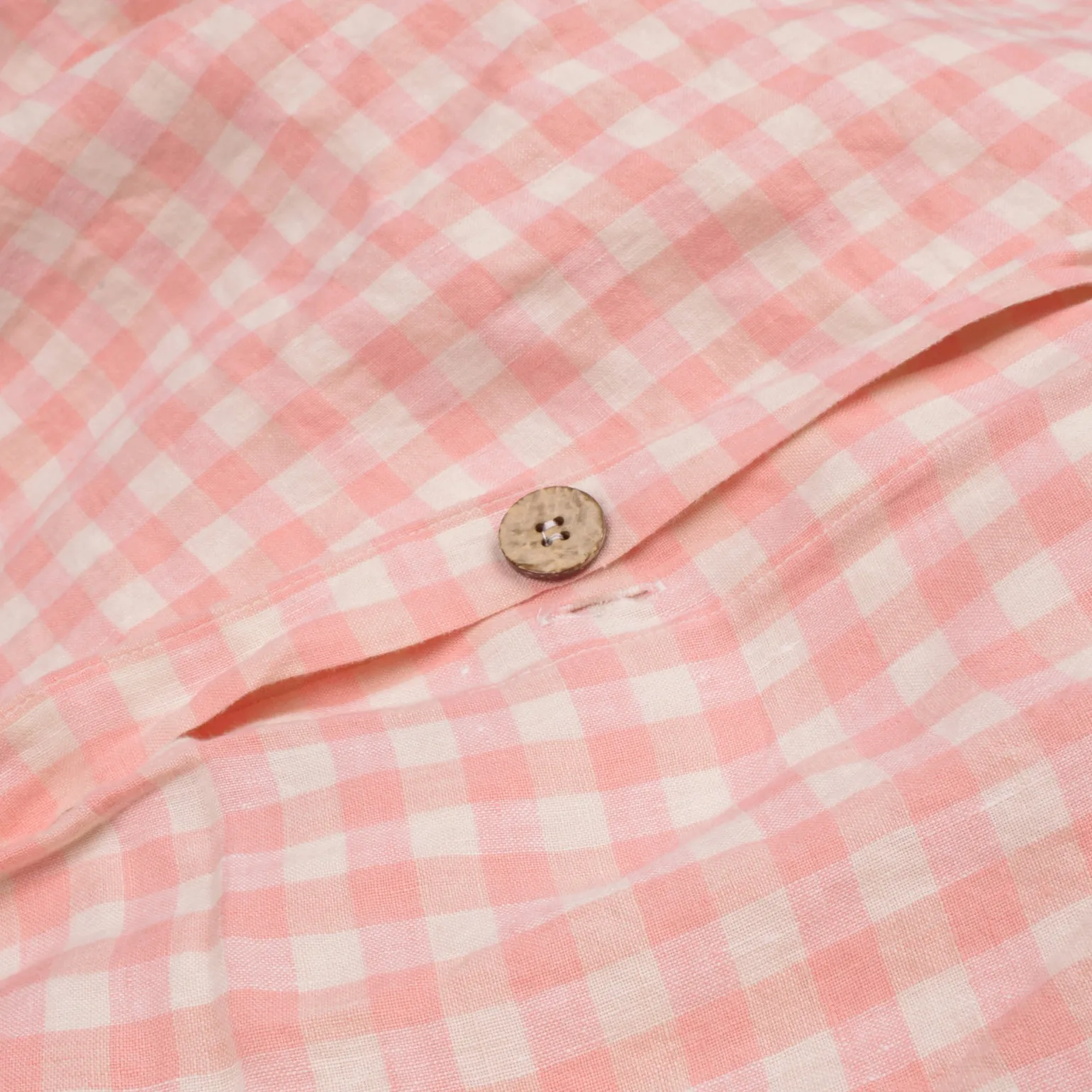 Pink Bloom Gingham 100% Linen Duvet Cover