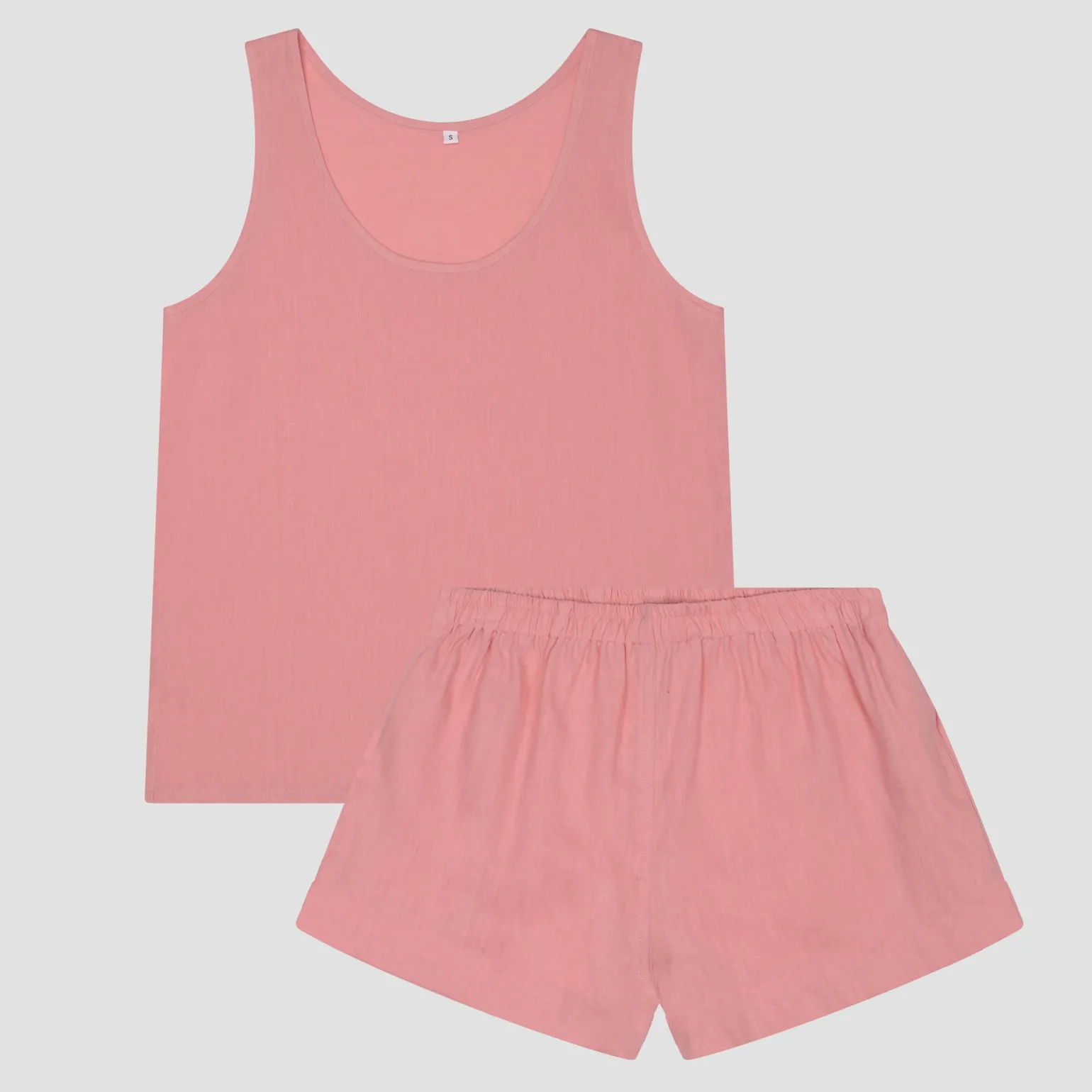 Pink Bloom Linen Tencel Cami Set