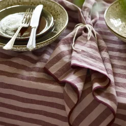 Plum Wine Amberley Stripe Linen Blend Napkins Set of 4