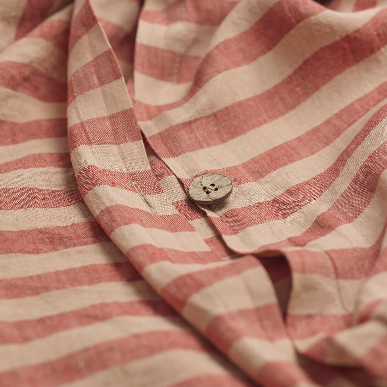 Sandstone Red Stripe 100% Linen Duvet Cover