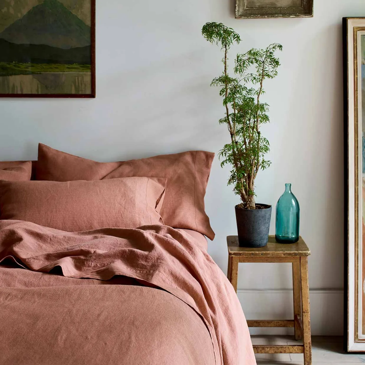 Toffee Waffle Chambray Linen Blend Pillowcases (Pair)