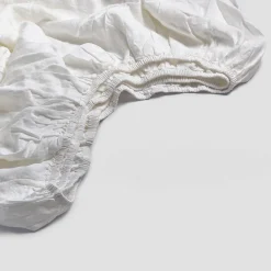White 100% Linen Fitted Sheet
